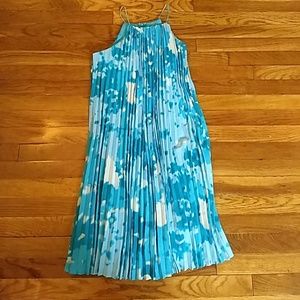 Calvin Klein blue and white accordion dress size 6
